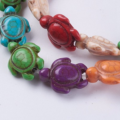 Synthetic Turquoise Beads Strands G-E456-35C-15x18mm-1