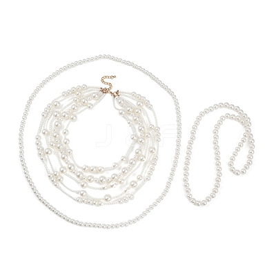 Plastic Pearl Bib Necklaces NJEW-K384-08-1