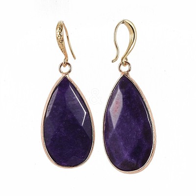 Teardrop Natural White Jade Dangle Earrings EJEW-JE02998-01-1