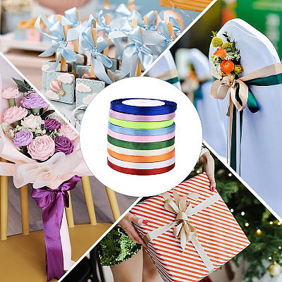 10 Rolls 10 Colors Single Face Satin Ribbon SRIB-YW0001-01-1