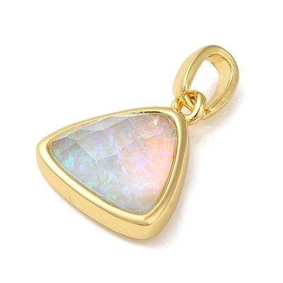 Rack Plating Brass with Synthetic Opal Pendants KK-S370-10G-03-1