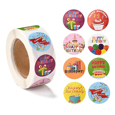 Birthday Themed Pattern Self-Adhesive Stickers DIY-E023-08K-1