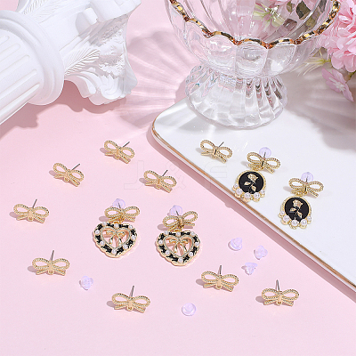 40Pcs Alloy Stud Earring Findings MAK-SC0001-47-1