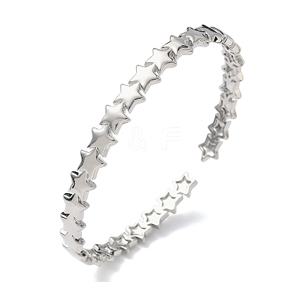 Star Brass Cuff Bangles for Women BJEW-C144-01A-P-1