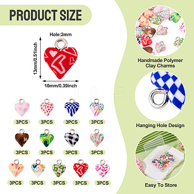 39Pcs 13 Colors Handmade Polymer Clay Charms CLAY-TA0001-91-1