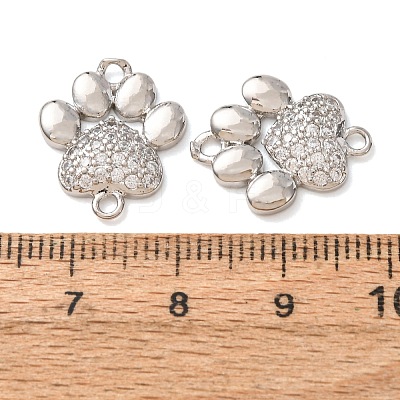 Brass Micro Pave Clear Cubic Zirconia Paw Print Links Connector Charms CU-CBA2907-09P-1
