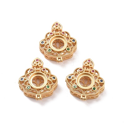 Brass Micro Pave Colorful Cubic Zirconia Locket Pendants KK-G390-29MG-1