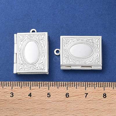 Rack Plating Brass Locket Pendants KK-F090-04S-1
