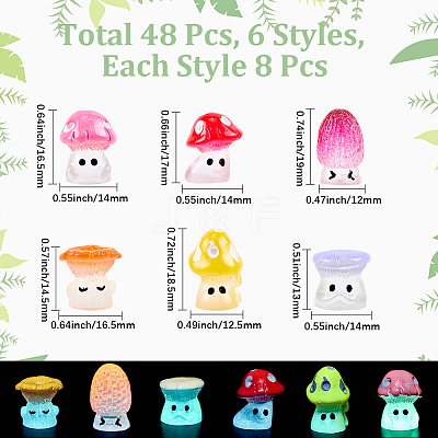 48Pcs 6 Styles Opaque Resin Cabochons RESI-CN0001-02-1