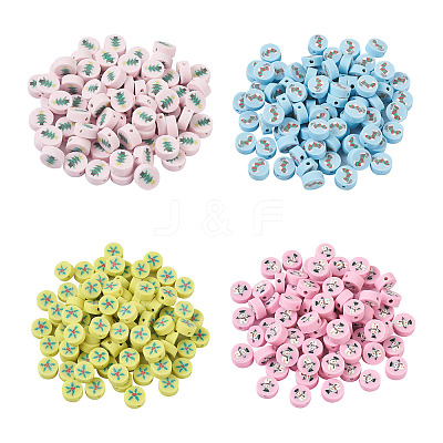 400Pcs 4 Colors Handmade Polymer Clay Beads CLAY-FW0001-02-1