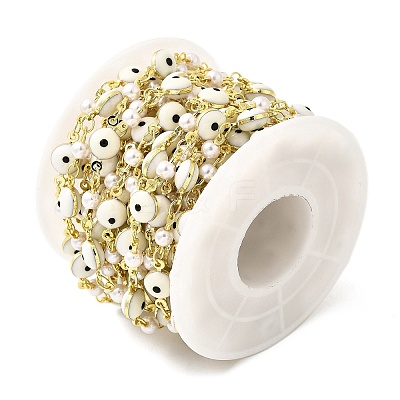 Brass Enamel Round Link Chains KK-D391-04G-1