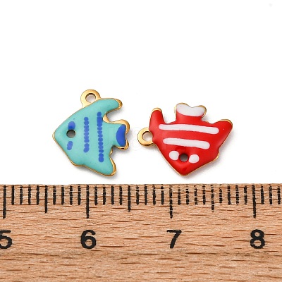 304 Stainless Steel Enamel Charms STAS-Q363-14F-G-1