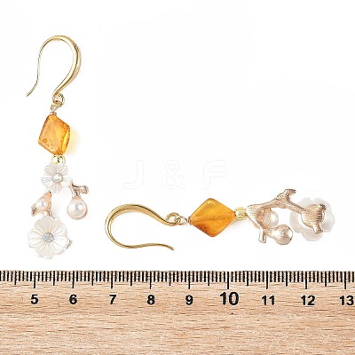 Alloy & Resin & Acrylic Pearl Dangle Earrings EJEW-JE07366-1