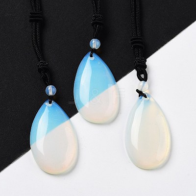 Synthetic Opalite Pendant Necklace with Nylon Cord for Women NJEW-L464-A01-1