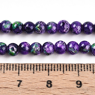 Baking Paint Glass Beads Strands DGLA-N003-4mm-A07-1