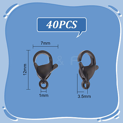 40Pcs 304 Stainless Steel Lobster Claw Clasps STAS-UN0050-15-1