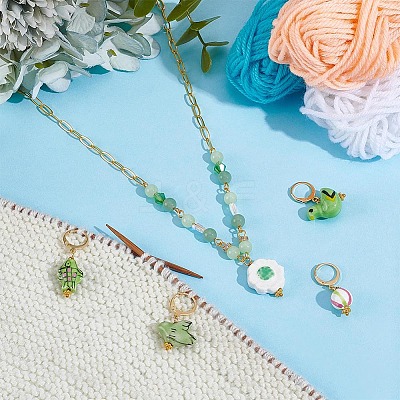 5Pcs 5 Styles Porcelain Pendant Locking Stitch Markers HJEW-NB00257-1