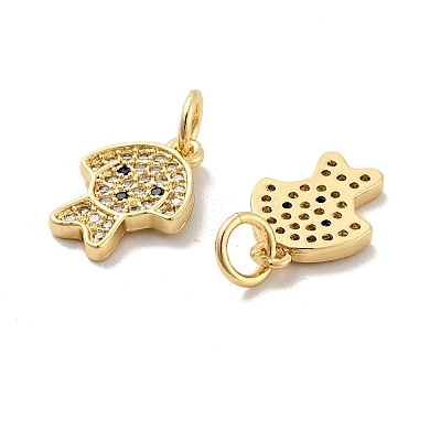 Dog Brass Micro Pave Clear Cubic Zirconia Charms KK-G425-14G-1