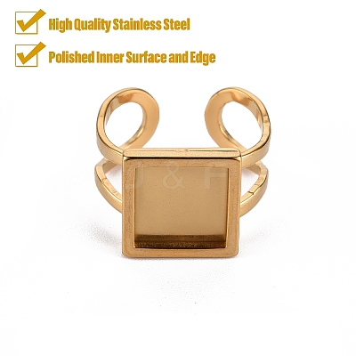 201 Stainless Steel Cuff Pad Ring Settings STAS-S080-041A-G-1