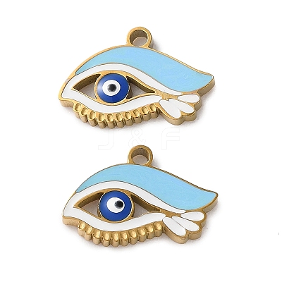 Evil Eye Themes 304 Stainless Steel Enamel Pendants STAS-B100-02G-04-1