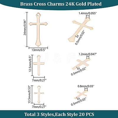 60Pcs 3 Styles Brass Pendants KK-HY0003-88G-1