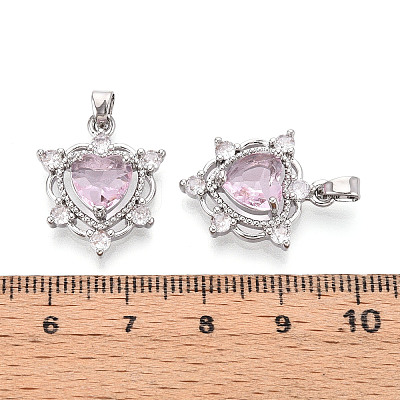 Brass Micro Pave Cubic Zirconia Pendants KK-N264-07P-1