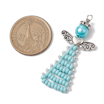 Glass Seed Beads Pendants PALLOY-MZ00381-04-1