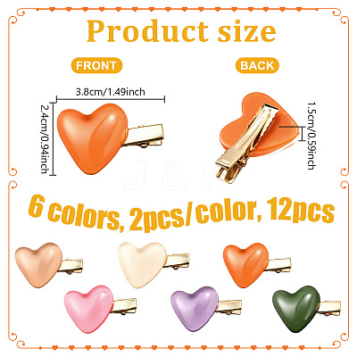 12Pcs 6 Colors Iron Alligator Hair Clips PHAR-HY0001-08-1