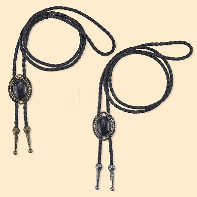 2Pcs 2 Colors PU Leather Lariat Necklace NJEW-GF0001-15-1