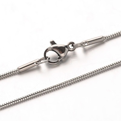 Tarnish Resistant 304 Stainless Steel Snake Chain Necklaces NJEW-M124-11P-1