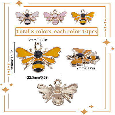 30Pcs 3 Colors Alloy Enamel Pendants ENAM-SC0004-26G-1