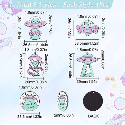 20Pcs 5 Style Opaque Acrylic Pendants SACR-SC0001-06-1