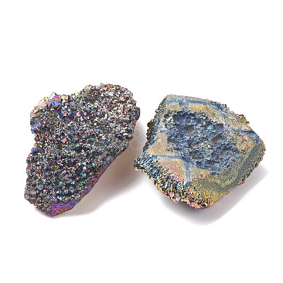 Electroplated Natural Druzy Quartz Crystal Cluster Ornaments RABO-PW0001-179B-1
