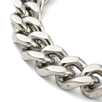 Non-Tarnish 201 Stainless Steel Curb Chain Bracelet Hand Polished for Men Women BJEW-H550-06A-P-1