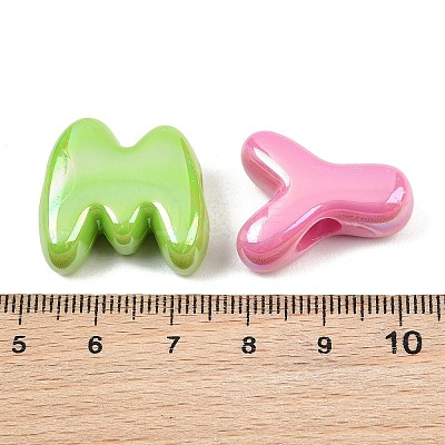 AB Color Plated Opaque Acrylic European Beads AC-CBAE09B-02-1