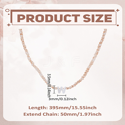 1Pc Glass Rondelle Beaded Necklaces NJEW-LP0007-23W-1