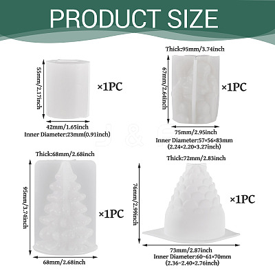 4Pcs 4 Styles DIY Silicone Candle Holder Molds DIY-TA0014-06-1