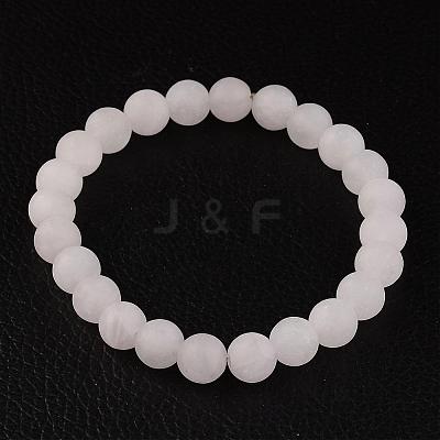 Natural Rose Quartz Beads Stretch Bracelets BJEW-JB02445-01-1