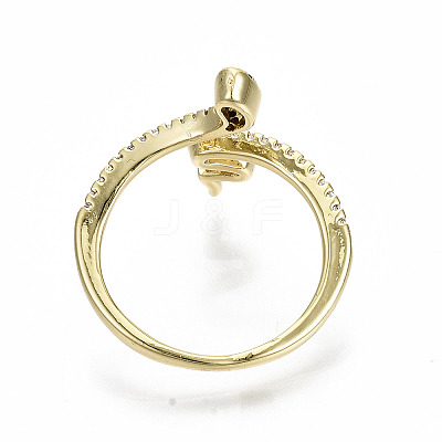 Brass Micro Pave Clear Cubic Zirconia Cuff Rings LS-RJEW-S045-046G-NR-1