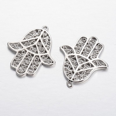 Palm Brass Pendants KK-F371-59P-1