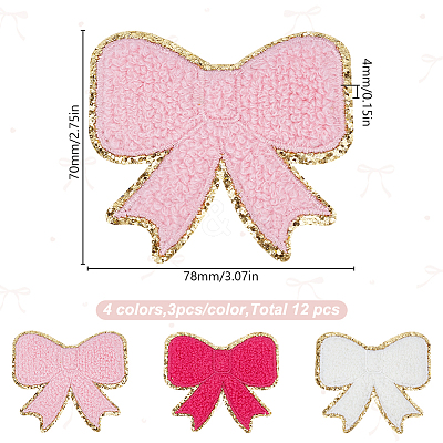 12Pcs 3 Colors Polyester Embroider Thread Iron on/Sew On Patches PATC-HY0001-61-1