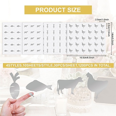 40 Sheets 4 Patterns PVC Waterproof Self-Adhesive Sticker Sets STIC-OC0001-11D-1