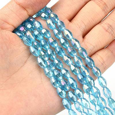 Electroplate Glass Beads Strands GC6X9MMC20Y-AB-1