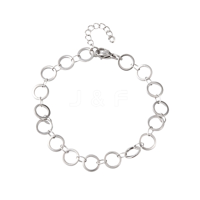 304 Stainless Steel Ring Link Chain Bracelets BJEW-P373-02B-P-1