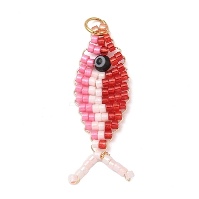 Glass Seed Beads Pendants PALLOY-MZ00908-1