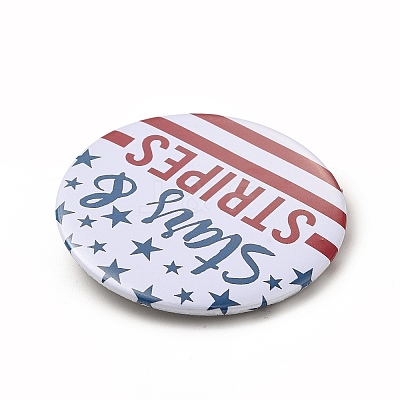 Independence Day Flat Round Tinplate Badge Pins JEWB-G021-01F-1