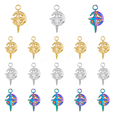 18Pcs 3 Colors 304 Stainless Steel Pendant Rhinestone Settings Ion Plating(IP) STAS-DC0014-65-1