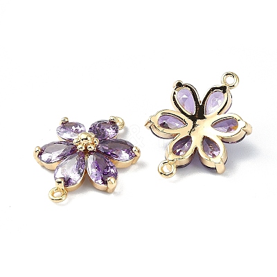 Brass Pave Medium Orchid Cubic Zirconia Connector Charms FIND-Z029-03G-1