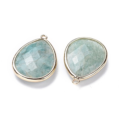 Faceted Natural Amazonite Pendants G-M356-B03-LG-1