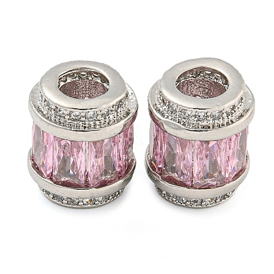 Rack Plating Brass Micro Pave Cubic Zirconia European Beads KK-F089-31P-02-1